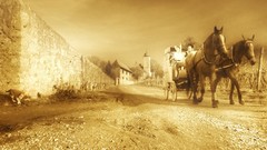 Sepia Horses wagons
