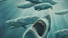 Sharks Whales Megalodon underwater