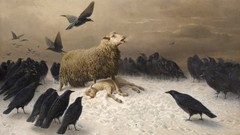 Sheep paintings crows artwork August Friedrich Albrecht Schenck