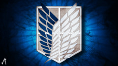 shingeki no kyojin Anime Scout Regiment logo blue background