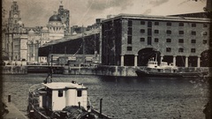 ship Liverpool monochrome dock England water building cityscape