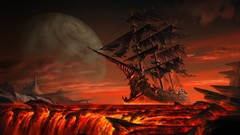 Ships lava Ghost Ship sailing ship floating fantasy art sail 