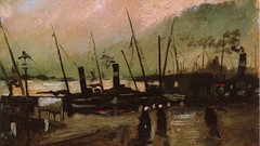 Ships paintings piers Vincent van Gogh artwork Antwerp