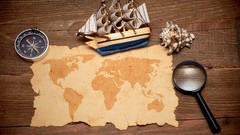 Ships pirates Maps Wood equipment magnifying glass minimalistic 