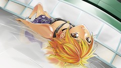 Shoes Anime blondes anime girls short hair lying down orange 