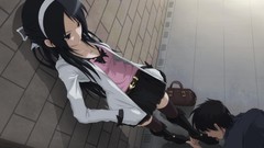 Shoes Bags stockings anime girls licking black hair hair band 