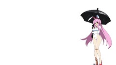 Shoes Umbrellas white background red eyes legs blush pink hair 