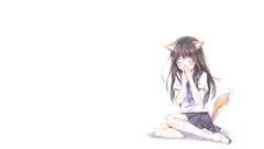 Shoes white background socks skirts blush long hair anime girls 