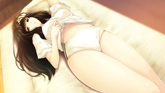 Shorts anime girls sugina miki innocent grey lying down gym 