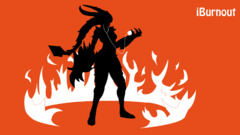 shyvana video games Women standing orange background fire