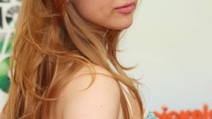 Side view Molly Quinn blue dress