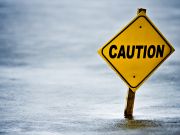 Signs flood caution abstract