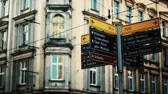 Signs Poland architecture buildings urban blurred background 