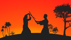 Silhouettes martial arts kendo