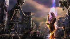 Skeletons wizard surrounded