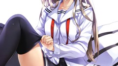 Skirts anime girls blue eyes school uniforms thigh highs scans 