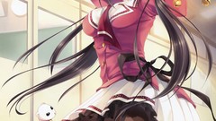 Skirts anime girls school uniforms purple eyes scans wnb mark