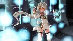 Skirts anime girls yellow eyes hair ornaments silver hair thigh 