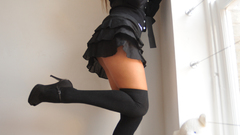 Skirts blondes woman stockings