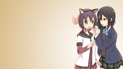 Skirts blush anime girls brown eyes school uniforms short hair 