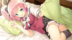 Skirts blush pink hair blue eyes seifuku natsume eri miyako 