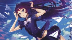 Skirts long hair anime girls blue eyes artwork Paper Plane 