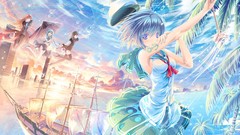 Skirts multicolor blue hair anime girls touhou tatara kogasa 