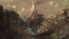 Sky airship Anime flying