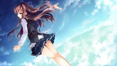 Sky brown long hair anime girls seifuku game cg skyfish 