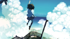 sky clouds Anime anime girls original characters bird's-eye view