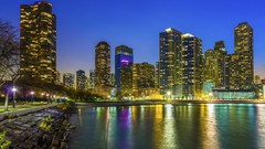 Skyscrapers Chicago City Lights lake michigan cities