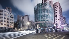 Skyscrapers Hong Kong traffic roads buildings cityscapes night 