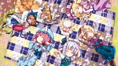 Sleeping dress anime girls konpaku youmu touhou cirno lily 