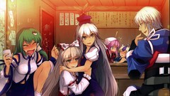 Sleeping glasses dress Japanese hats socks white hair red eyes 