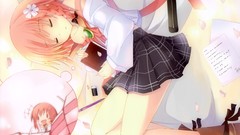 Sleeping pink hair anime girls short hair your diary Yua (Your 