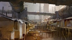 Slum science fiction cityscapes artwork digital art futuristic
