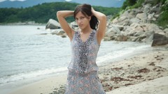 Smiling long hair brunettes models small boobs Megan E