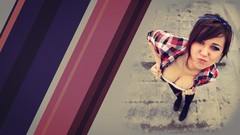 Smirk stripes cleavage boobs POV