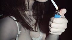 Smoke close-up lighter boobs Lolina Green