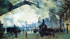 Smoke France Station French paintings impressionism cityscapes 