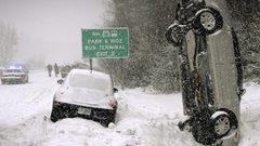 Snow accident cars