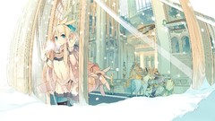 Snow Animals dress blondes long hair anime girls pantyhose 