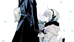 Snow Anime coat blondes boots brunettes kuroshitsuji anime boys 