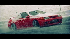 Snow blizzard drifting cars Nissan Skyline R32