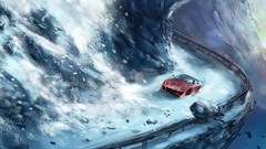 Snow cars avalanche digital art Ferrari 599 GTO