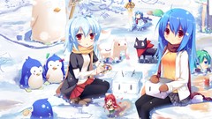 Snow cats weapons food Katana Excalibur Penguins Chibi white 