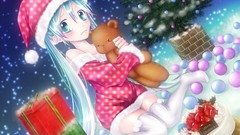 Snow Christmas cakes blush hatsune miku vocaloid christmas hat 