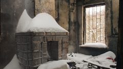 Snow indoors fireplace