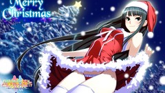 Snow long hair anime girls underwear panties christmas hat 