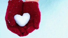 Snow love hands Hearts snowball mittens